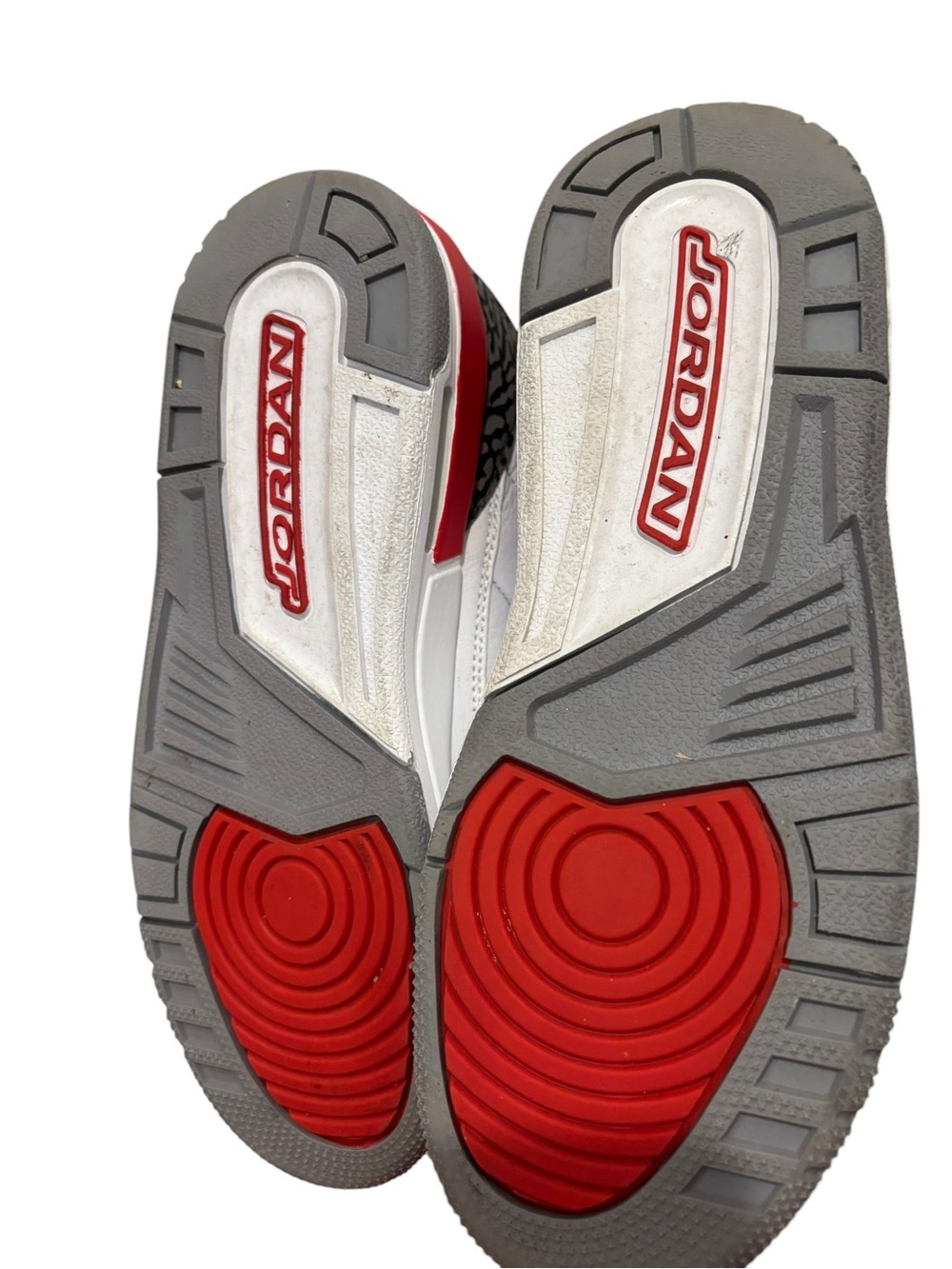 Jordan White/Red/Gray Retro Basketball Sneakers - Picture 3 of 5